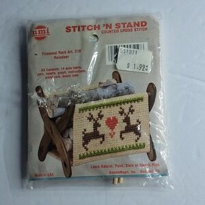 Vintage Stitch 'N Stand Reindeer Cross Stitch Kit Christmas Decor Cottagecore
